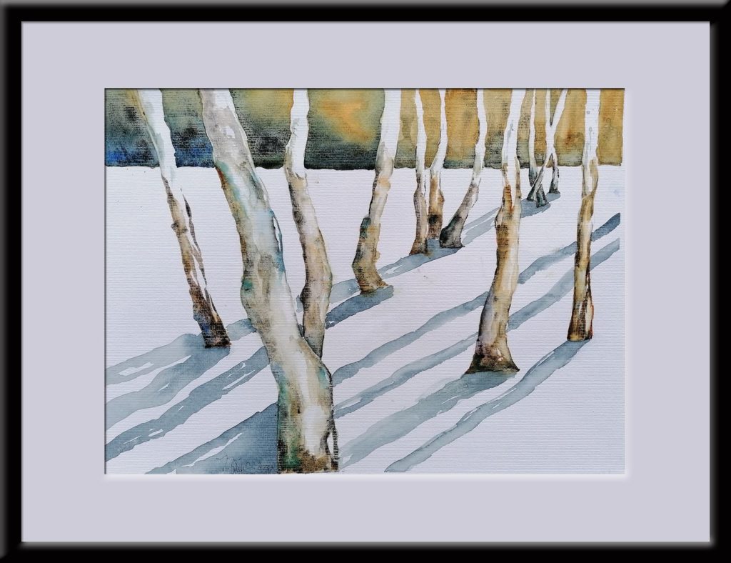 "Bäume im Schnee" von Monica Baumann
